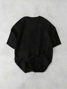 Manfinity Homme Áo thun nam thời trang mùa hè, họa tiết hình vịt in trên cơ bụng, thích hợp mặc thường ngày. - màu đen - Xem 2