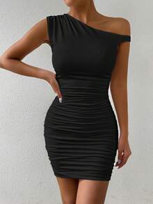 Chiquease Đầm đen gợi cảm trễ vai bất đối xứng, đầm thanh lịch, đầm dạ hội, trang phục dự tiệc, thời trang đường phố, trang phục đi xem hòa nhạc, trang phục đi club, trang phục hẹn hò, trang phục sinh nhật cho nữ, trang phục không thể thiếu cho các bữa tiệc, đầm dự tiệc cưới, đầm đi chơi, đầm dệt kim thường ngày. - màu đen - Xem 3