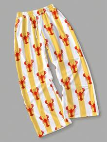 Sundraya Women's Loose-Fit Pants With Elastic Drawstring, Lobster Print, Spring/Summer Style - Multicolor - View 5