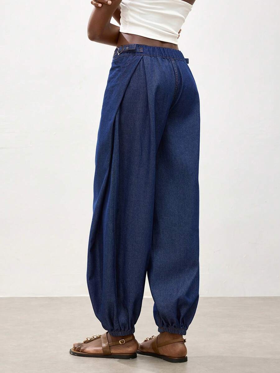 Maija 女士休闲可调节腰围水洗牛仔裤 - 深色水洗藍 - 查看 1