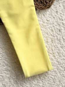 SHEIN Swim 2025新款女士纯色性感抹胸沙滩度假休闲性感泳装套装 - 黃色 - 查看 6