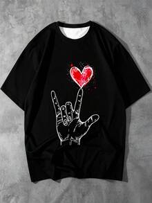 Manfinity Homme Áo thun nam thời trang mùa hè, họa tiết hình vịt in trên cơ bụng, thích hợp mặc thường ngày. - màu đen - Xem 1