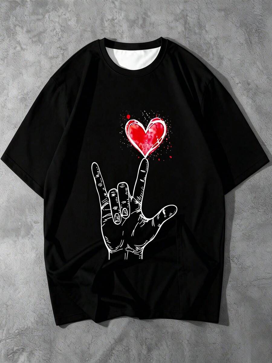 Manfinity Homme Áo thun nam thời trang mùa hè, họa tiết hình vịt in trên cơ bụng, thích hợp mặc thường ngày. - màu đen - Xem 1