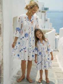 Emery Rose Kids Emery Rose Kids Đầm chiffon cổ đứng họa tiết hoa nhí cho bé gái - trắng - Xem 7