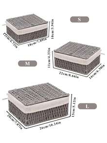 Bộ 3/2/1 giỏ đan để bàn có nắp đậy, dùng để đựng mỹ phẩm, chìa khóa, đồ ăn nhẹ, thích hợp cho phòng khách, hành lang, trang trí nhà cửa, hộp đựng đồ thủ công, giỏ quà cưới, thích hợp cho mùa tựu trường. - Nhiều màu - Xem 13