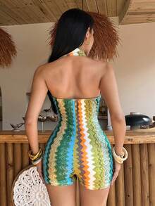 EgrlEra Women's Fashionable Multi-Color Printed Jumpsuit For Vacation - Multicolor - View 2