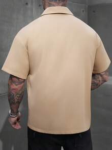 SLATEMANN Men's Casual Contrast Color Zip-Up Short Sleeve Shirt, Summer Zip Up Short Sleeve Shirt Men Zip Up Shirts Mens Color Block Shirt Streetwear Men Shirt Black And Beige Shirt For Men Old Money,Daily Leisure, Weekend Trips, Outdoor Activities, Travel Expeditions, Relaxed Work Environments Or Semi-Formal Occasions, Boyfriend/Husband Gift, Anniversary /Birthday Gift Party Summer Vacation Holiday,Wedding,Spring To Summer Men Cruise Outfit Yacht Outfit Men Men Beach Outfit Set - Multicolor - View 2