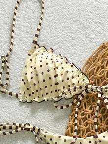 Swim Mod 女士波点条纹系带比基尼套装，性感两件式泳装，适合夏季海滩度假 - 彩色 - 查看 4