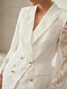 MOTF PREMIUM WOMEN'S DOUBLE BREASTED ELEGANT OFFICE WEAR THIN BLAZER - White - View 2