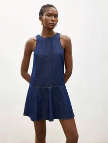 Maija Women's Casual Sleeveless Denim Dress, Summer - Dark Wash - View 1