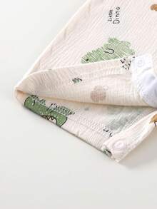 Baby Boy Summer Outfit, Lightweight Romper, Toddler Boy Dinosaur Print Short Sleeve Casual Romper, Vacation Style - Beige - View 5