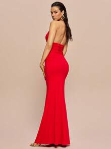 Olia Maree Olia Maree 气场十足的红色深V领金属装饰褶皱紧身连衣裙，修身优雅晚礼服，性感露背美人鱼裙摆鸡尾酒长裙，红色正式礼服，女士红色正式晚礼服，红色婚礼宾客晚礼服，红毯礼服，女士吊带连衣裙，红色长款连衣裙，女士红色度假连衣裙，女士红色吊带连衣裙，女士连体裤，红色连体裤，女士红色连衣裙，女士派对吊带连衣裙，女士红色优雅连衣裙，女士派对连衣裙，女士正装，女士夏季连衣裙，女士假日连衣裙，裹身连衣裙 - 紅色 - 查看 6