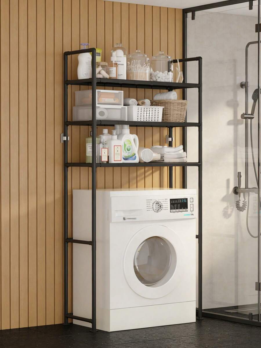 1PC 2-3 Layer Bathroom Washing Machine Storage Shelf, Multi-Layer Multi-Functional Towel Bathroom Daily Necessities Organizer Rack - Multicolor - View 1