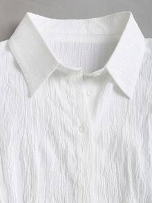 Sweetra Nueva camisa de manga larga acampanada y cintura ceñida, adecuada para ir al trabajo y salidas, primavera/verano - Blanco - Ver 5