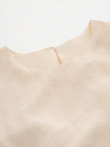 Aalyst Women's Spring/Summer Tencel & Linen French Elegant Dress, Suitable For Office, Commute, Casual, Vacation, Afternoon Tea, Beach, Romantic, High-End Round Neck, Waist Cinched, Backless, Sleeveless, Maxi A-Line - Apricot - View 6