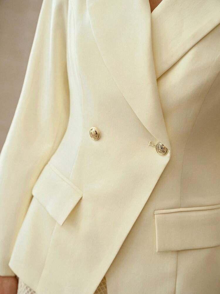 STRUCTURED DOUBLE BREASTED LAPEL COLLAR BLAZER