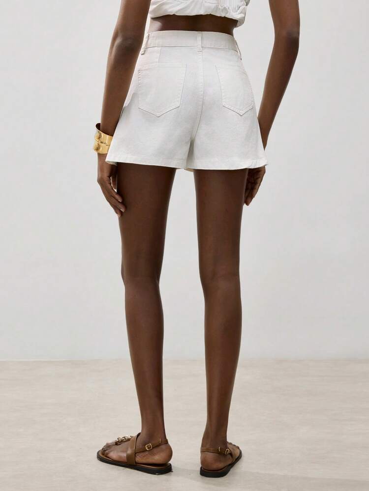 SHEIN Maija Shorts Denim Casuais e Versáteis de Cor Sólida para Mulheres, Verão