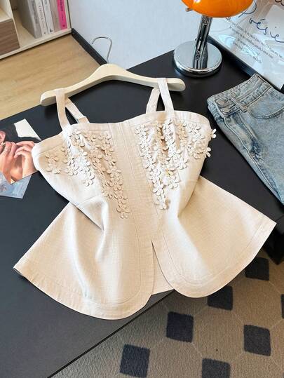 GlowEve CURVE Plus Size, sztuczna tkanina z denimu, faktura, dekolt w serek, kwiatowy wzór, koronkowe wykończenie, zamek błyskawiczny z przodu, nieregularny dół, koszulka w kształcie litery A, elegancka na wyjścia, dojazdy do pracy, randki, imprezy, popołudniową herbatę