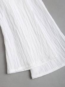 Sweetra Nueva camisa de manga larga acampanada y cintura ceñida, adecuada para ir al trabajo y salidas, primavera/verano - Blanco - Ver 3