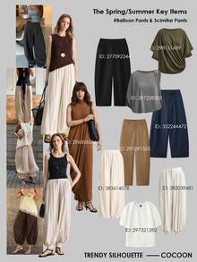 Ontre 2026春夏藏蓝色长裤，适合现代都市穿搭、派对季、返校季、休闲波西米亚风、度假、节日庆典、春季活动（如情人节和狂欢节）。优雅的沙滩装、派对装、毕业典礼装，女士必备。 - 藍色 - 查看 3