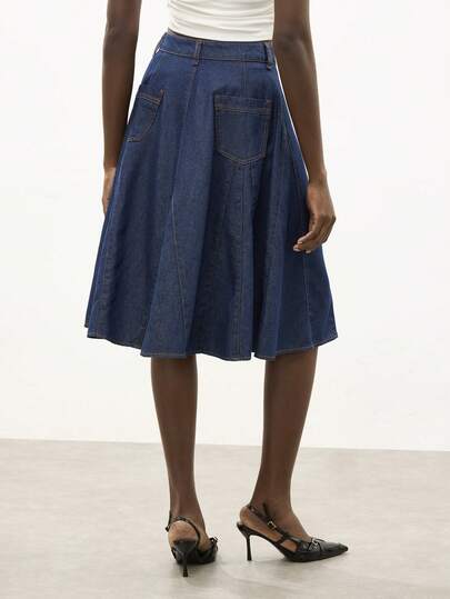 Maija Women's Casual Commuter Denim Mini Skirt, Summer