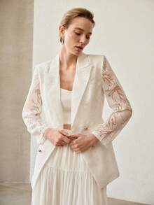 MOTF PREMIUM WOMEN'S DOUBLE BREASTED ELEGANT OFFICE WEAR THIN BLAZER - White - View 1