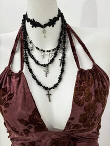 Jeanoix 女士性感紧身系带复古迷你连衣裙 - 紫色 - 查看 4