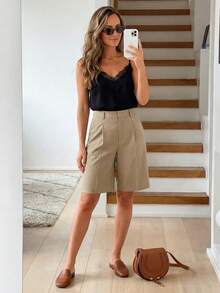 SHEIN LUNE Top Camisola Con Patchwork De Encaje - Negro - Ver 9