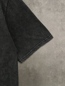 SWAVVY 男士休闲短袖宽松T恤，黑色雪花印花，夏季 - 黑色 - 查看 6