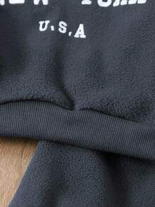 SHEIN Playful Pals 2 件装男婴字母印花长袖拉链运动衫和休闲运动裤套装，休闲秋季服装 - 灰色 - 查看 8