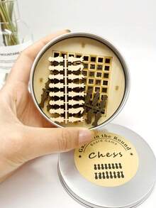 Zazumi 1件，旅行罐装国际象棋，木制工艺国际象棋，口袋国际象棋圆形对子，旅行套装国际象棋，复古棋盘，派对活动礼品 - 彩色 - 查看 3