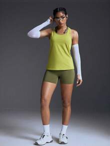 Powerista Áo ba lỗ thể thao cổ tròn màu trơn dành cho nữ mặc hàng ngày - Màu vàng - Xem 6