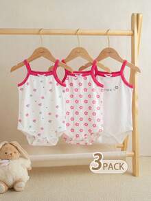 Souflis Souflis Bộ 3 món áo liền quần không tay phối màu dễ thương cho bé gái sơ sinh/trẻ nhỏ, thích hợp mặc mùa hè. - Nhiều màu - Xem 4