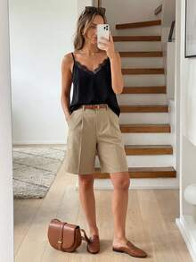 SHEIN LUNE Top Camisola Con Patchwork De Encaje - Negro - Ver 12