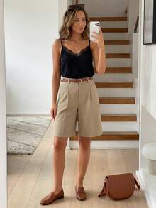 SHEIN LUNE Top Camisola Con Patchwork De Encaje - Negro - Ver 11