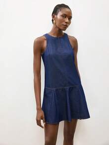 Maija Women's Casual Sleeveless Denim Dress, Summer - Dark Wash - View 5