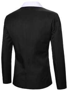 Manfinity AFTRDRK Colorblock Business Style Men's Suit Blazer For Ceremony - Black and White - View 2