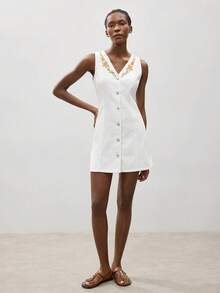 Maija Đầm denim nữ thích hợp mặc hàng ngày. - Màu be - Xem 2