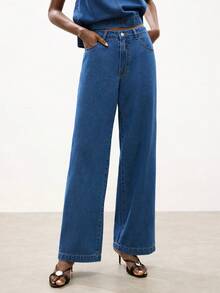 Maija Women's Casual Denim Vest And Pants Set, Summer - Medium Wash - View 7