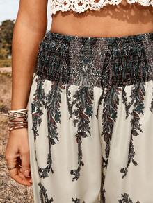 LanaWest Women's Retro Print Casual Loose Elastic Waist Pants, With Drawstring Hem, Suitable For Holiday Wear - Multicolor - View 4