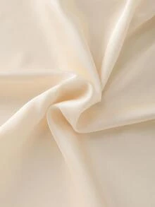 Velvienne Plus Size Women Satin Shirt With Pearl Decor, Elegant & Minimalist - Champagne - View 6