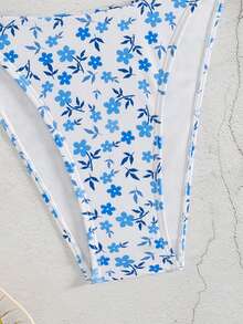 Swim Mod Women's Summer Vacation Casual Beach Wear Ditsy Floral Bikini Bottom Bikini Bottoms With Beaded Tie - Multicolor - View 3