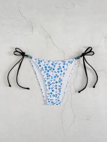 Swim Mod Women's Summer Vacation Casual Beach Wear Ditsy Floral Bikini Bottom Bikini Bottoms With Beaded Tie - Multicolor - View 5