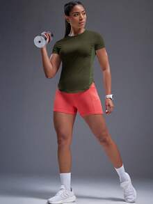 Powerista Camiseta deportiva de compresión con suavidad transpirable para mujeres - Verde Oscuro - Ver 6