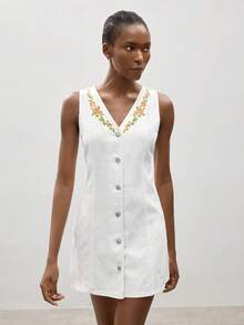 Maija Đầm denim nữ thích hợp mặc hàng ngày. - Màu be - Xem 1