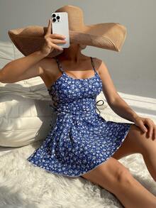 Swim Lushoire Women's Summer Vacation Casual Beach Ditsy Floral Bikini Two Pieces Swimsuit Set With Adjustable Straps - Multicolor - View 5