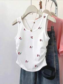 Resyla 女士甜樱桃印花无袖圆领背心 - 彩色 - 查看 3