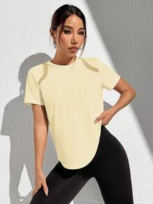 Sovereign Charm Cut Out Front Crop Sports Tank Top Workout Tank Top Gym Women Shirts - Yellow - View 5