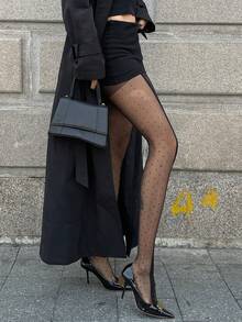 DAZY Women's Bow & Rhinestone Decor Sheer Sexy Pantyhose - Black - View 7
