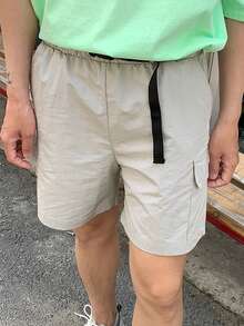 DAZY Quần short cargo màu xám trơn dành cho nam, có túi lớn, thích hợp cho mùa hè. - Xám - Xem 4